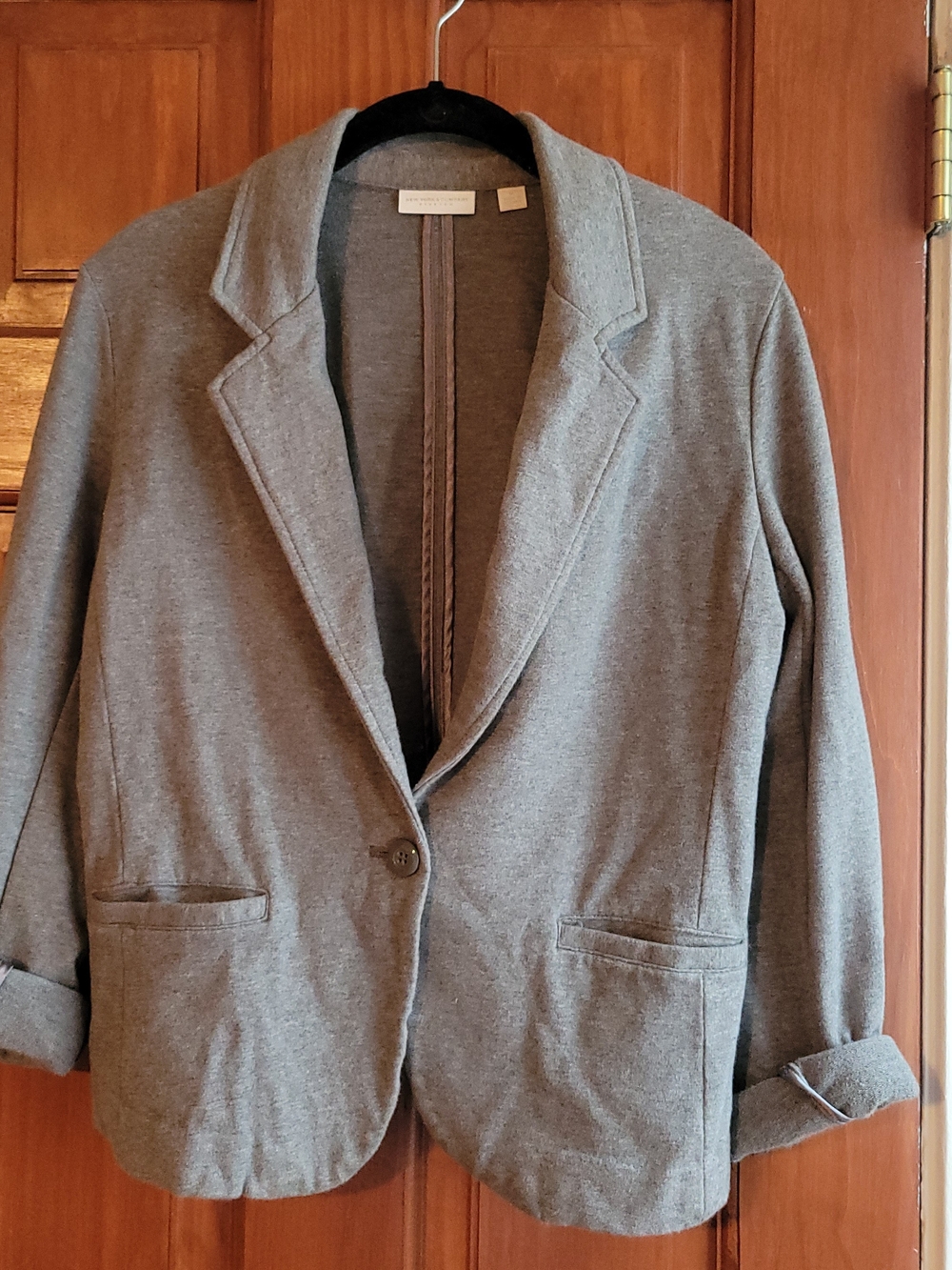 New York & Company Heather Gray Women's Single-Button Blazer